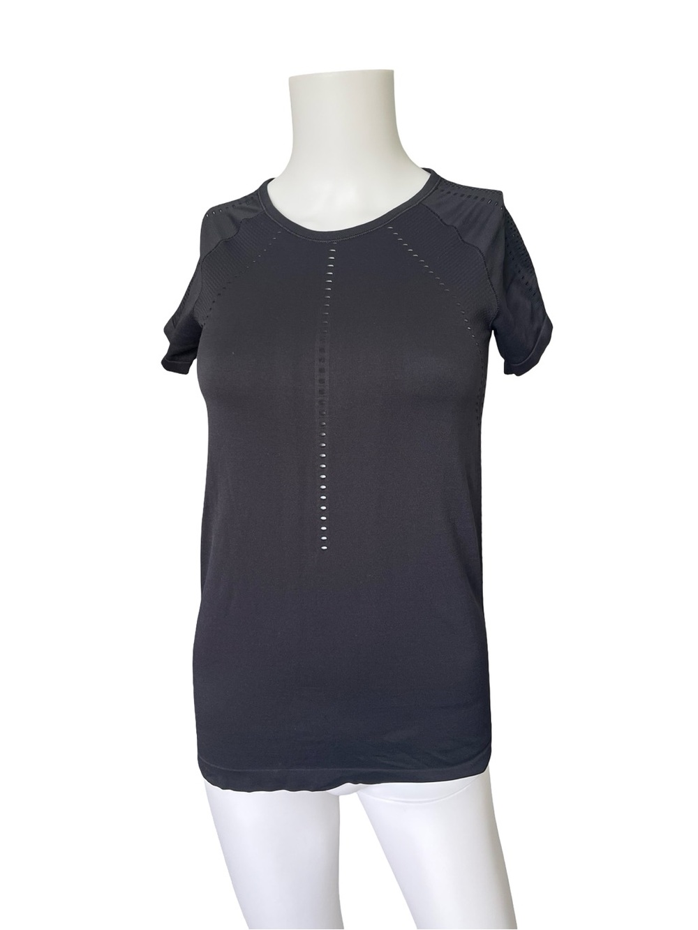 Athleta Black Foothill Seamless Tee Short Sleeve Perforated Womens Size XS